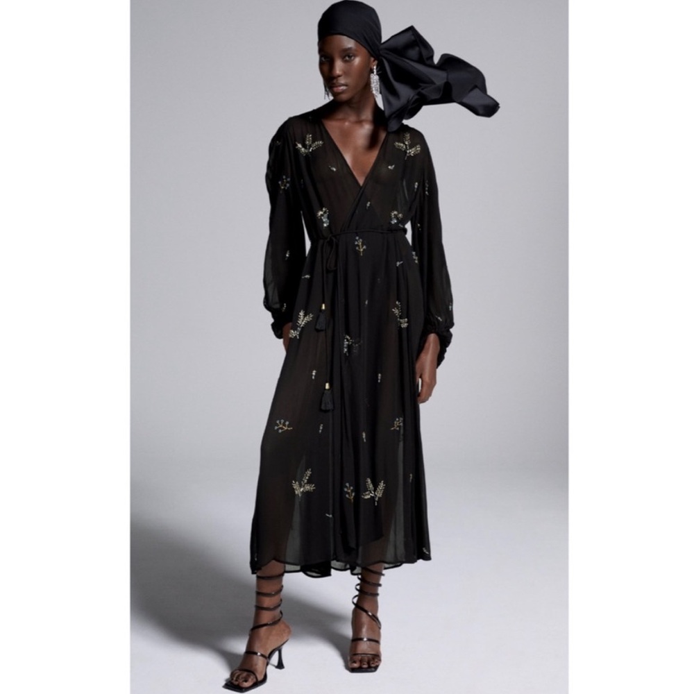 Zara Embroidered Sheer Kimono